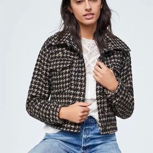 Anthropologie LEA HOUNDSTOOTH SHIMMER CROPPED COAT